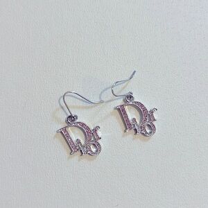 Dior pink rhinestone hanging earrings